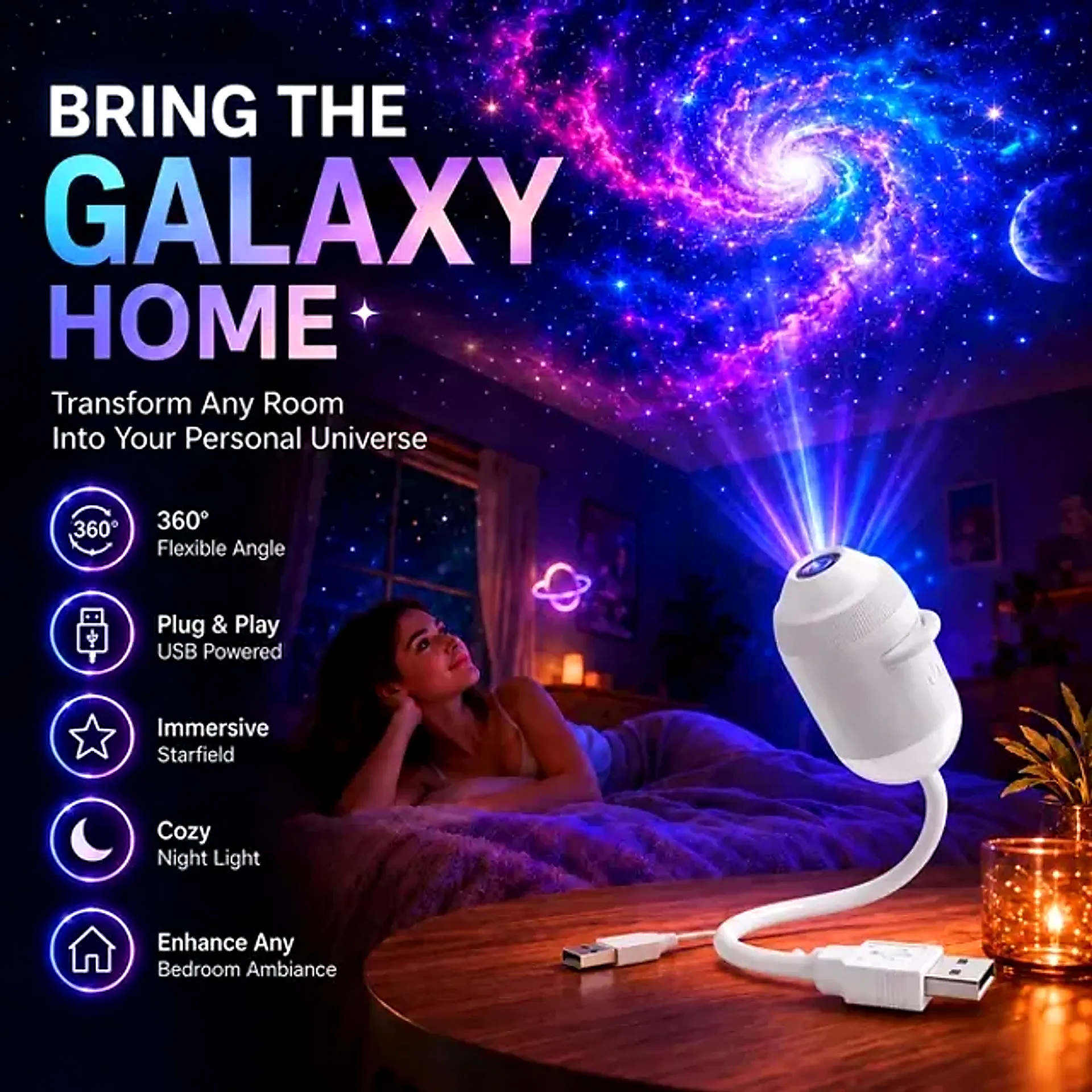 🥳2026 HOT SALE🥳💞57K+ SOLD!💛✨✨ Plug-and-Play HD Star Projector thumbnail 2