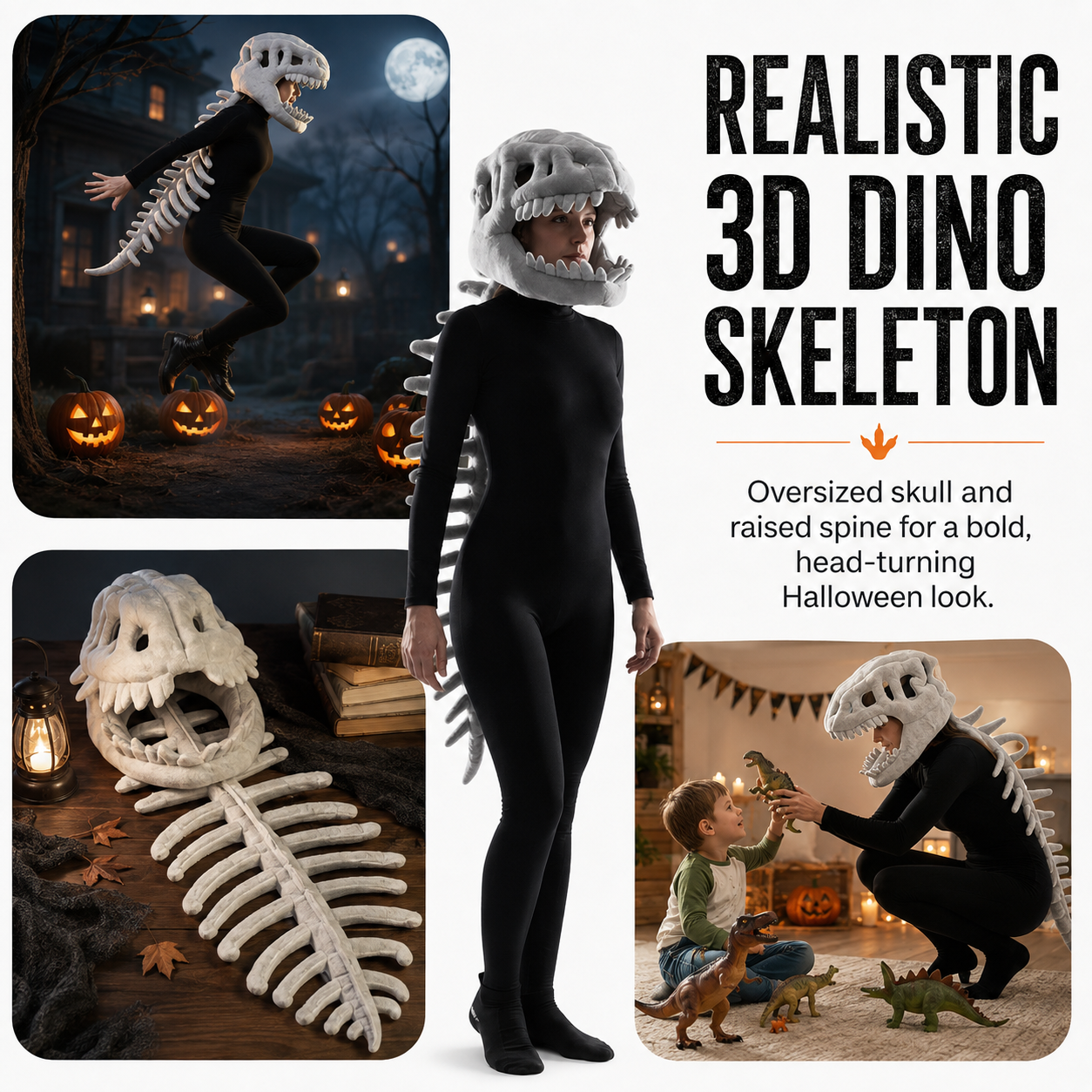 🎃 2026 HALLOWEEN SALE🎃💞56K+ SOLD!💛✨ 50% OFF! 🦕 3D Dinosaur Skeleton Costume 🦖💀 thumbnail 5