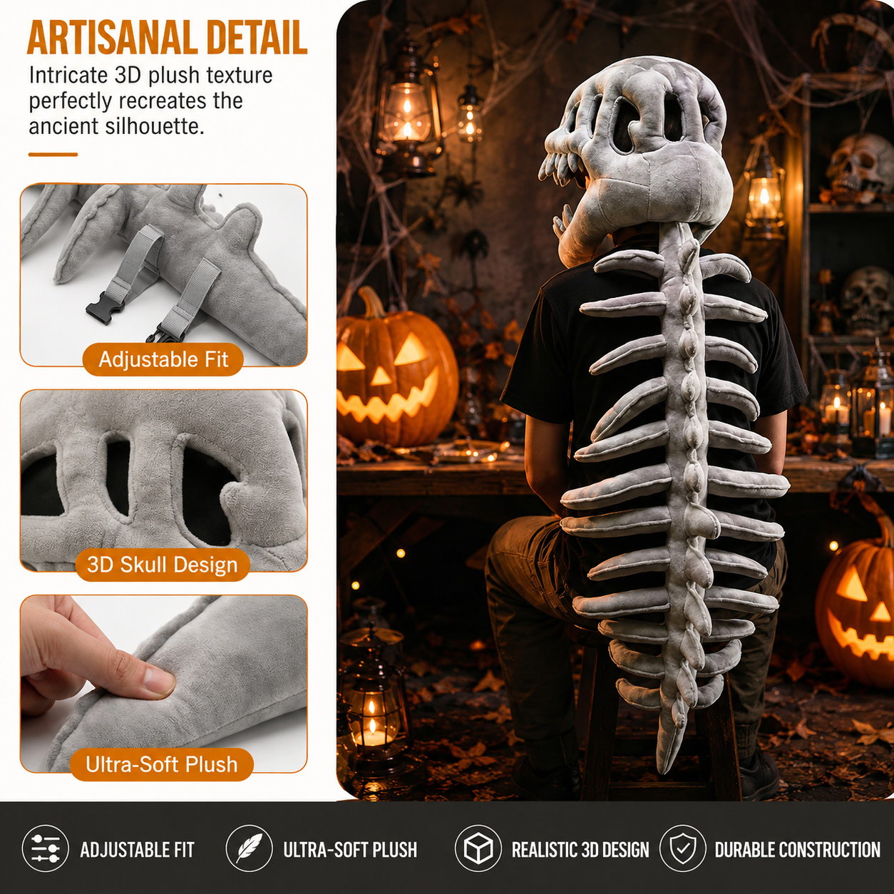 🎃 2026 HALLOWEEN SALE🎃💞56K+ SOLD!💛✨ 50% OFF! 🦕 3D Dinosaur Skeleton Costume 🦖💀 thumbnail 8