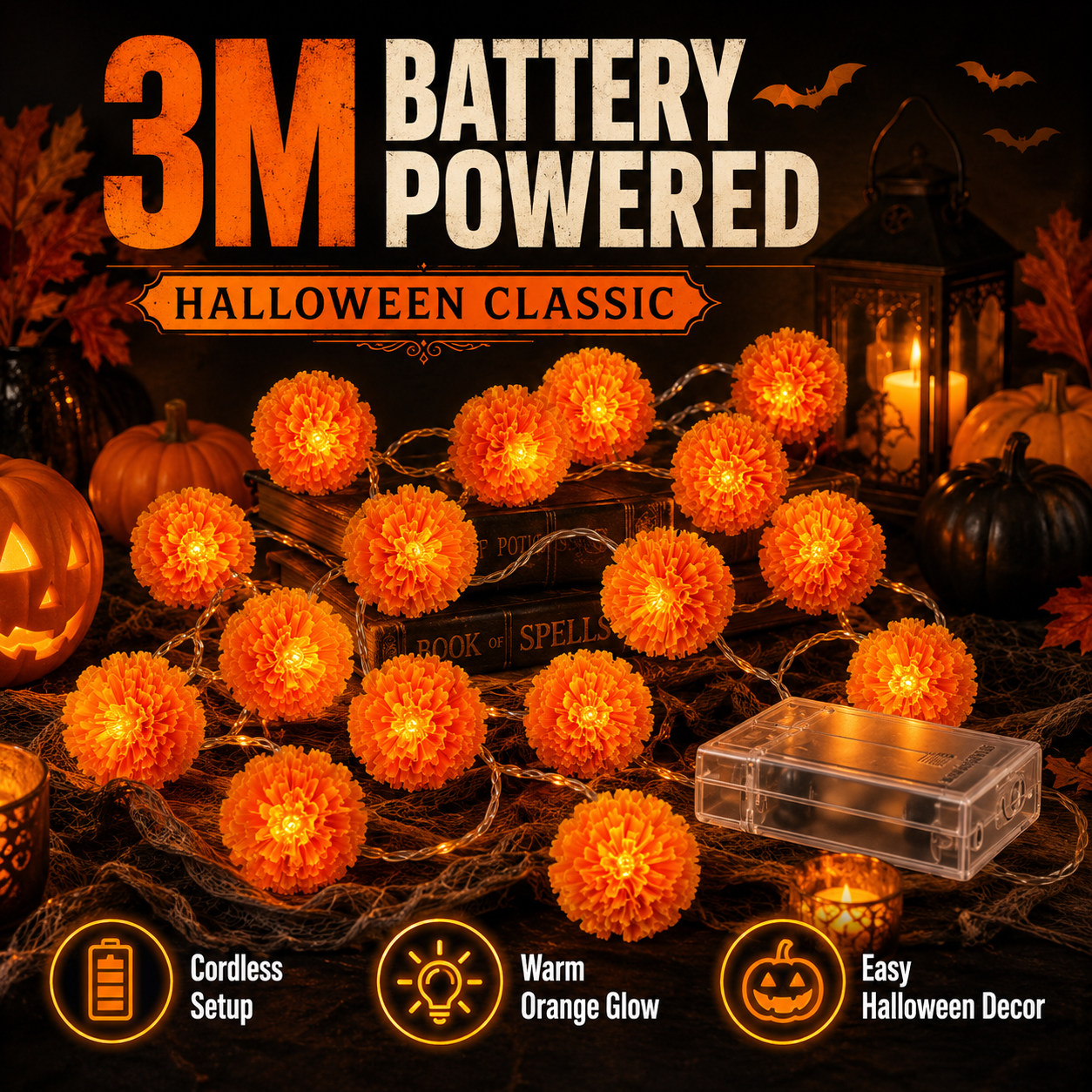 🎃✨ 60% OFF! LED Marigold Lights for Halloween – Sparkling Floral Garland for Autumn Decoration, Porch and Home 🧡🌼 thumbnail 6