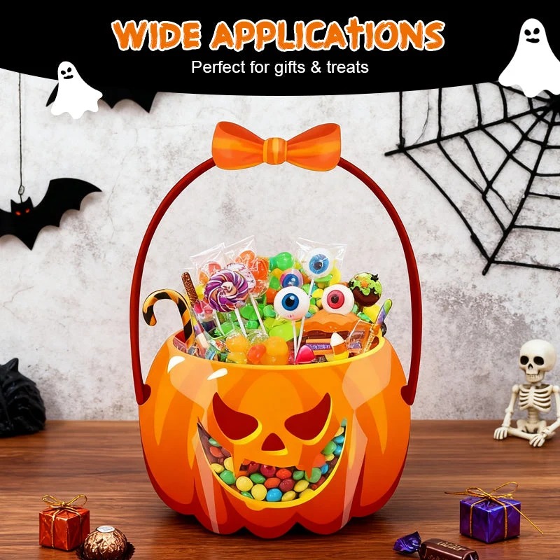 🎃Halloween Plastic Goodie Bags, Trick or Treat Candy Bags, Cauldron, Skeleton, Black Cat, Skull, Pumpkin Pattern Treat thumbnail 6