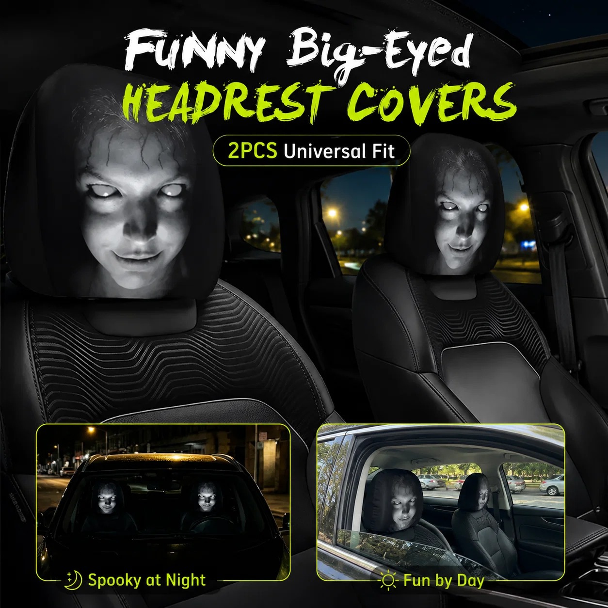 🔥HOT SALE 60% OFF😆 Funny Cartoon Car Headrest Covers – 2PCS Universal Fit 🚗 thumbnail 6