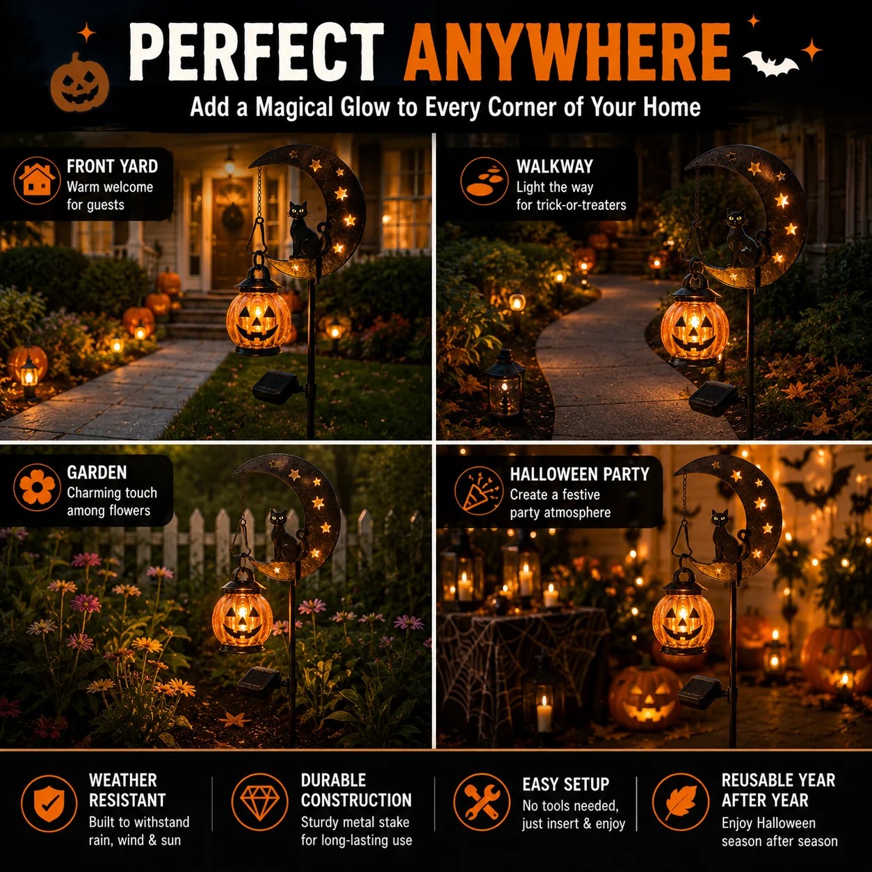 🔥 55% OFF TODAY 👻 Solar Halloween Garden Stake Light with Black Cat & Pumpkin thumbnail 4