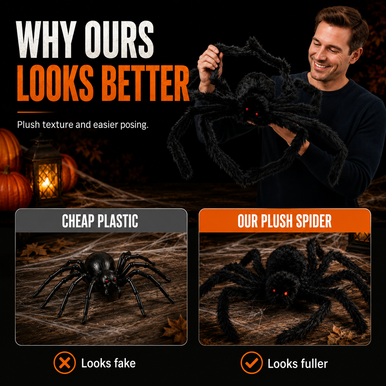 🕷️ Giant Halloween Spider Yard Decoration – Creepy Porch & Yard Decor ✨ thumbnail 5
