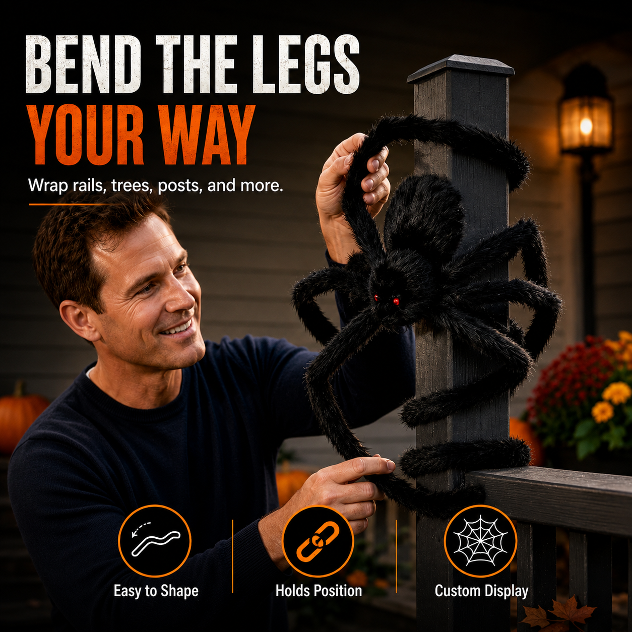 🕷️ Giant Halloween Spider Yard Decoration – Creepy Porch & Yard Decor ✨ thumbnail 4