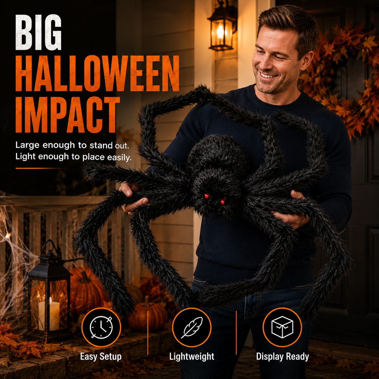 🕷️ Giant Halloween Spider Yard Decoration – Creepy Porch & Yard Decor ✨ thumbnail 2