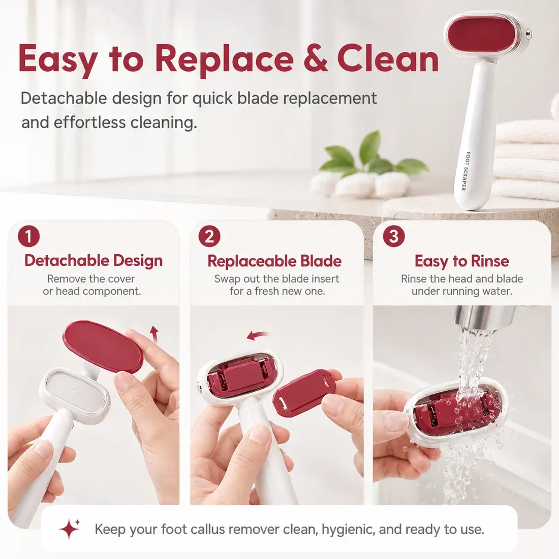 Dual-Sided Foot Callus Remover, Replaceable Stainless Steel Blade Foot Scraper 🦶 thumbnail 2