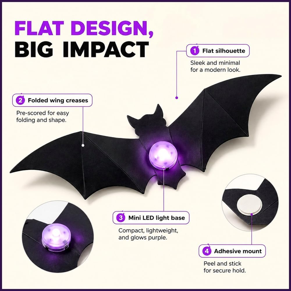 🦇LIMITED-TIME 50% OFF! ⏰Spooky 3D Bat LED Wall Light, Halloween Indoor Outdoor Wall Decoration Light👻 thumbnail 5
