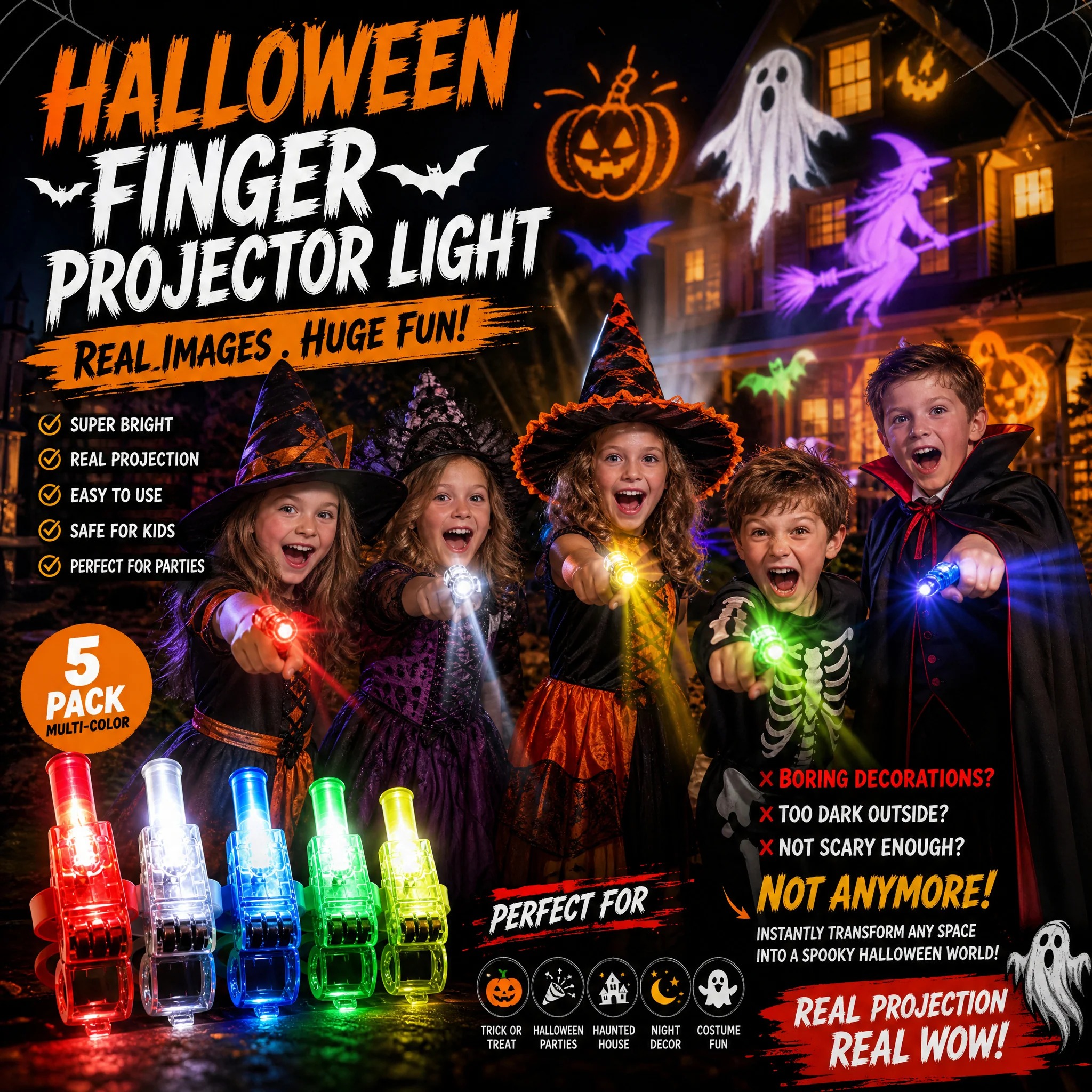 🔥 Last Day: 60% OFF 🔥 – Colorful Mini LED Finger Lights – Festive Finger Lights with Elastic Band ( 5Pcs/Set )🔥 - Image 1