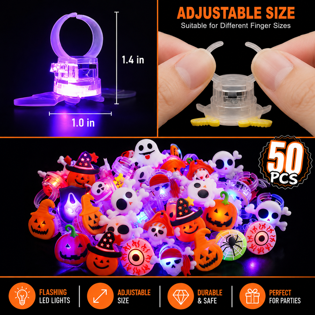 🔥🎃Spooky Season Hot Sale 50% OFF‼️✨LED Light Halloween Glowing Ring 💍| Flashing Light‑Up Party Favor for Halloween 🎃 thumbnail 5