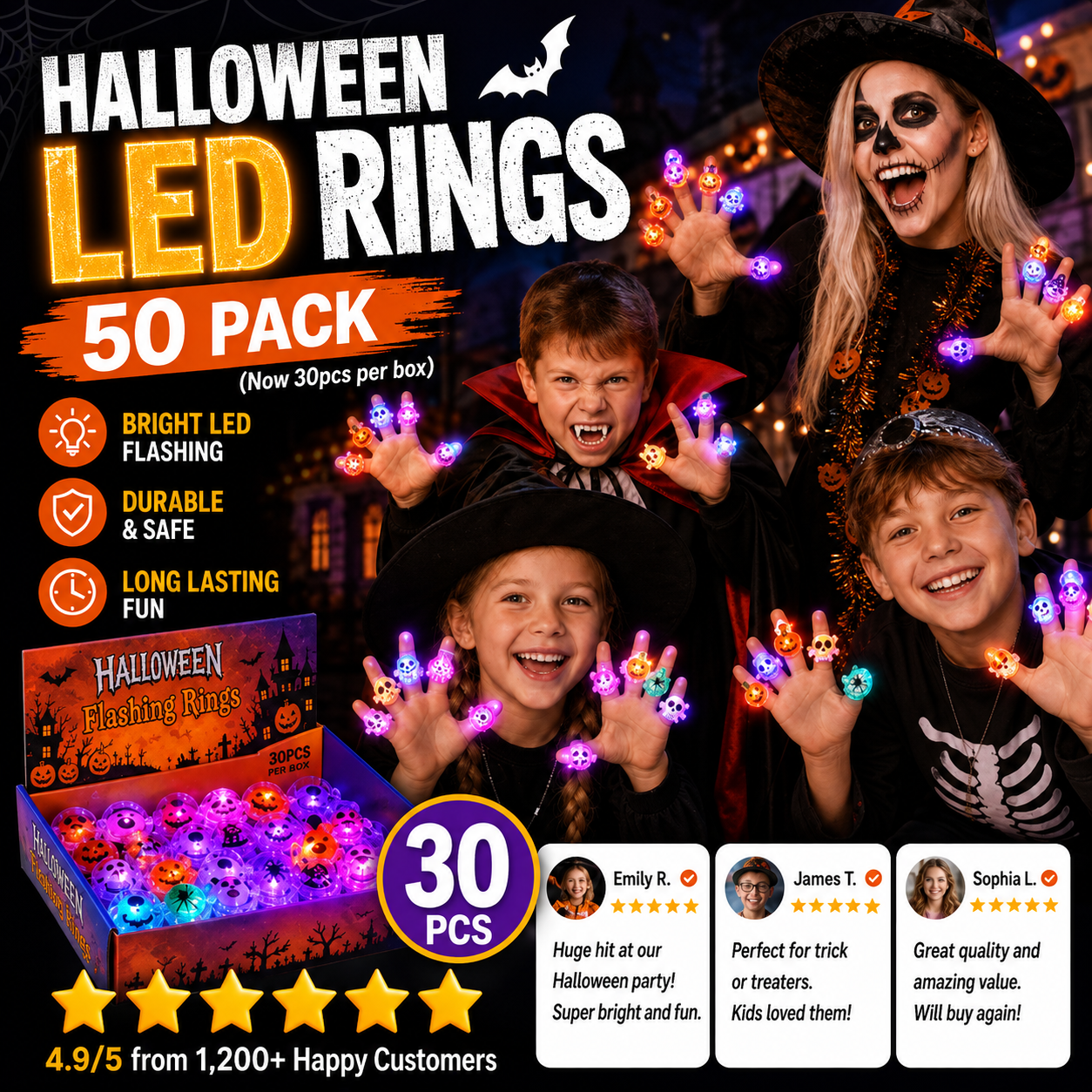 🔥🎃Spooky Season Hot Sale 50% OFF‼️✨LED Light Halloween Glowing Ring 💍| Flashing Light‑Up Party Favor for Halloween 🎃 thumbnail 9