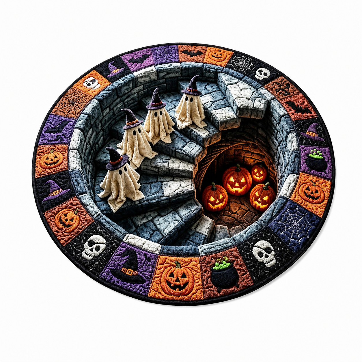 🔥 Last Day 60% OFF - 3D Haunted Staircase Round -Rug – Spooky Halloween Optical Illusion thumbnail 7