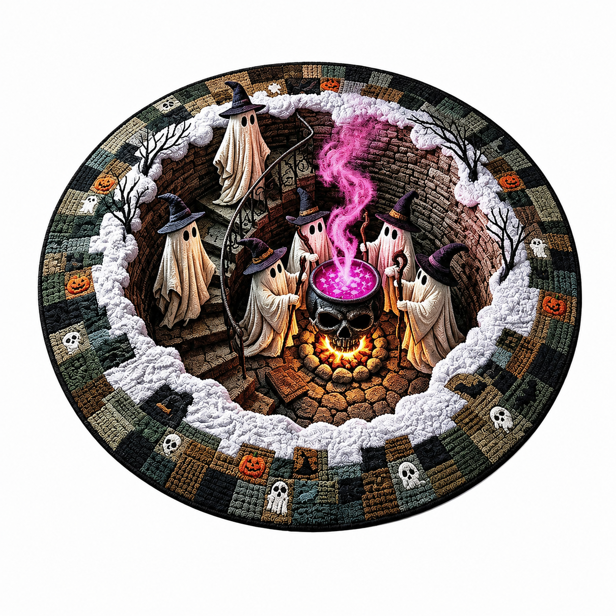 🔥 Last Day 60% OFF - 3D Haunted Staircase Round -Rug – Spooky Halloween Optical Illusion thumbnail 8