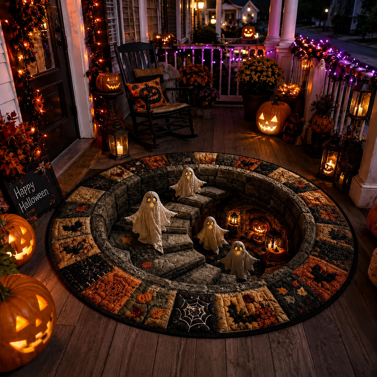 🔥 Last Day 60% OFF - 3D Haunted Staircase Round -Rug – Spooky Halloween Optical Illusion thumbnail 4