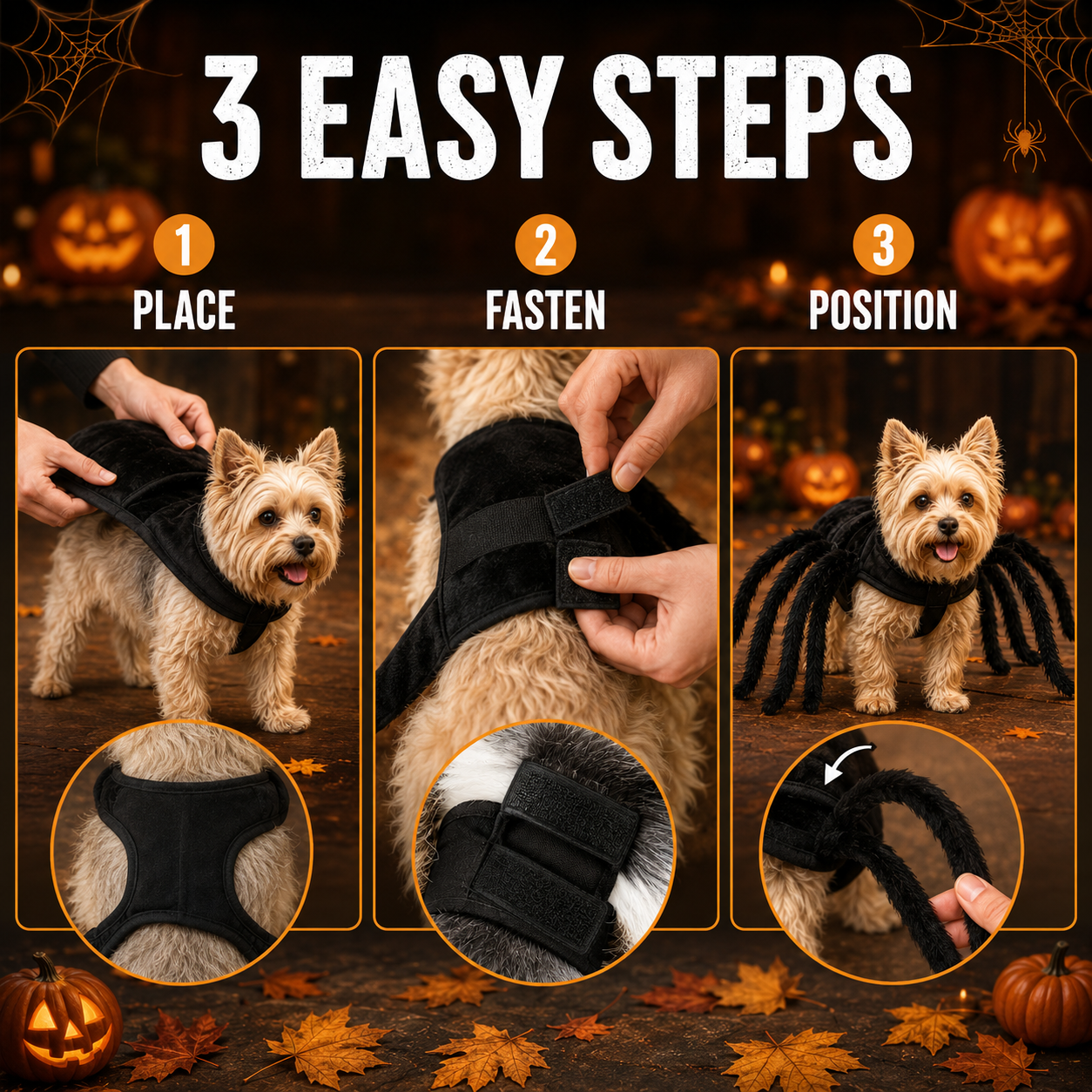 🎃 2026 HALLOWEEN SALE🎃💞56K+ SOLD!🕷️ Spider Halloween Costume for Pets: Scary Plush Outfit for Dogs or Cats 🎃 thumbnail 5