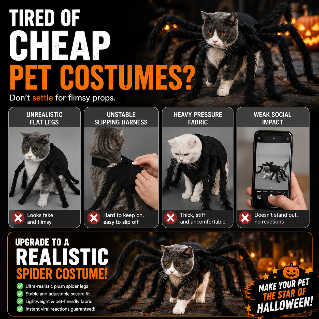 🎃 2026 HALLOWEEN SALE🎃💞56K+ SOLD!🕷️ Spider Halloween Costume for Pets: Scary Plush Outfit for Dogs or Cats 🎃 thumbnail 6