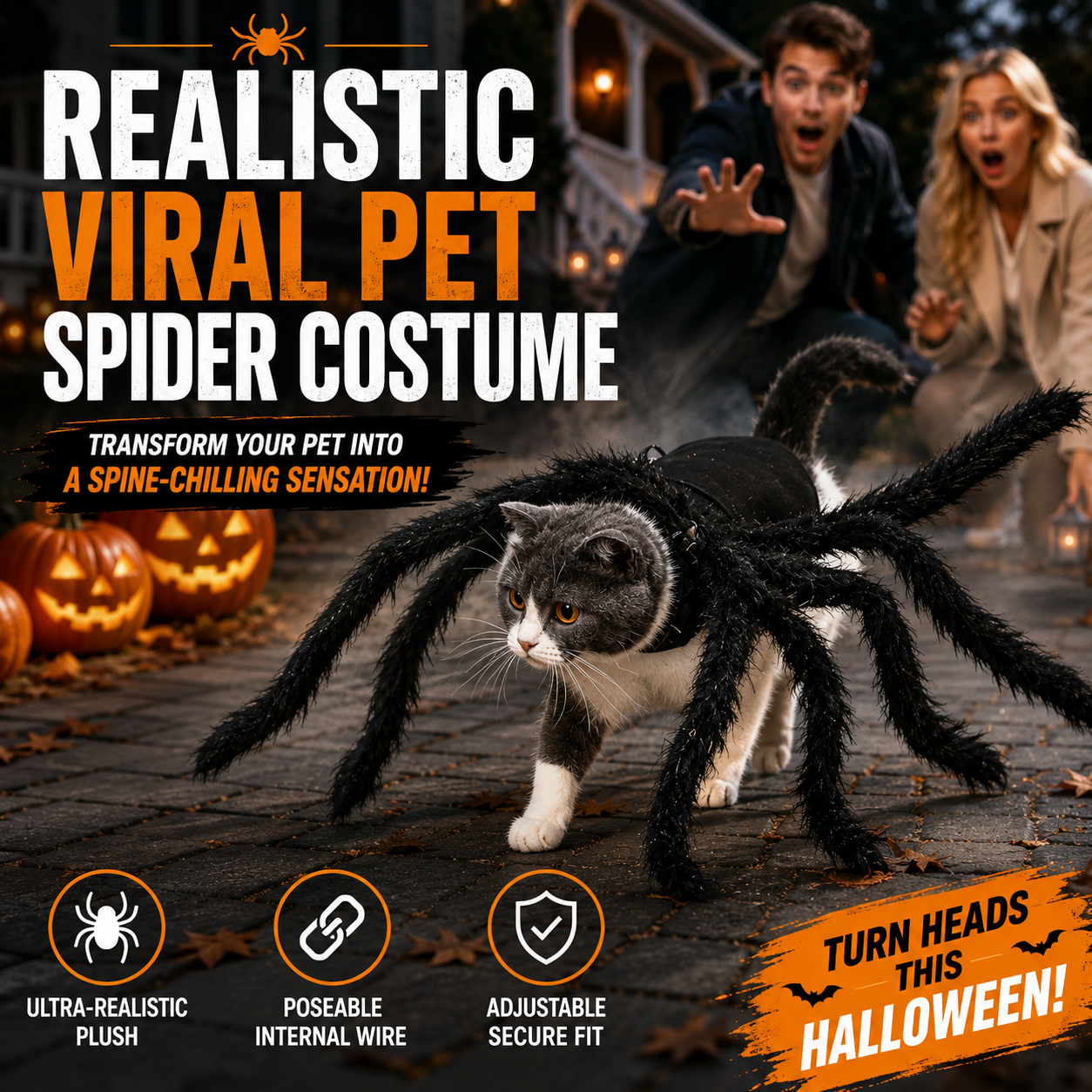 🎃 2026 HALLOWEEN SALE🎃💞56K+ SOLD!🕷️ Spider Halloween Costume for Pets: Scary Plush Outfit for Dogs or Cats 🎃 thumbnail 3
