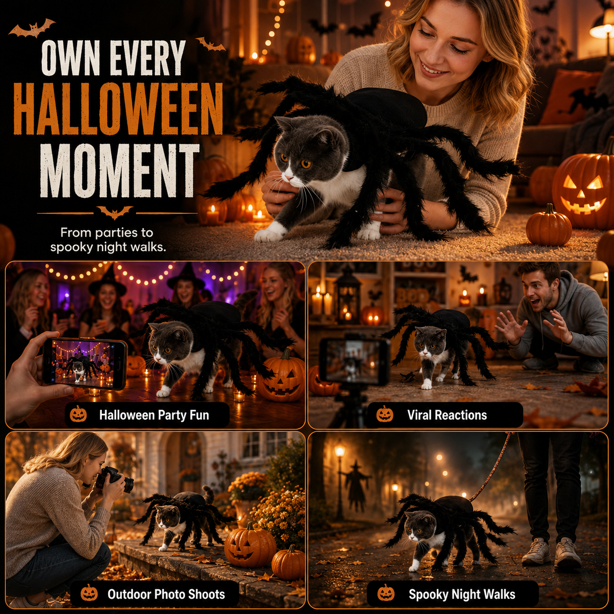 🎃 2026 HALLOWEEN SALE🎃💞56K+ SOLD!🕷️ Spider Halloween Costume for Pets: Scary Plush Outfit for Dogs or Cats 🎃 thumbnail 8