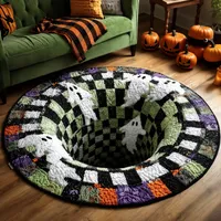 🎃3D Haunted Staircase Round -Rug – Spooky Halloween Optical Illusion🎉 thumbnail 45