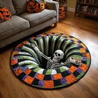 🎃3D Haunted Staircase Round -Rug – Spooky Halloween Optical Illusion🎉 thumbnail 6
