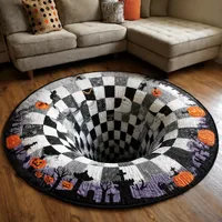 🎃3D Haunted Staircase Round -Rug – Spooky Halloween Optical Illusion🎉 thumbnail 7