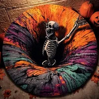 🎃3D Haunted Staircase Round -Rug – Spooky Halloween Optical Illusion🎉 thumbnail 8