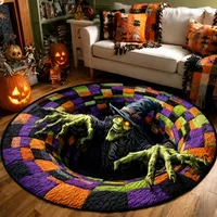 🎃3D Haunted Staircase Round -Rug – Spooky Halloween Optical Illusion🎉 thumbnail 11