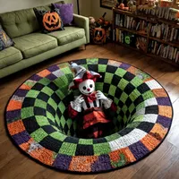 🎃3D Haunted Staircase Round -Rug – Spooky Halloween Optical Illusion🎉 thumbnail 14