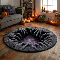 🎃3D Haunted Staircase Round -Rug – Spooky Halloween Optical Illusion🎉 thumbnail 15