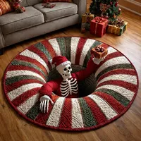 🎃3D Haunted Staircase Round -Rug – Spooky Halloween Optical Illusion🎉 thumbnail 17