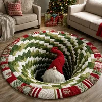 🎃3D Haunted Staircase Round -Rug – Spooky Halloween Optical Illusion🎉 thumbnail 19