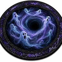 🎃3D Haunted Staircase Round -Rug – Spooky Halloween Optical Illusion🎉 thumbnail 22