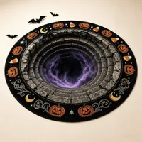 🎃3D Haunted Staircase Round -Rug – Spooky Halloween Optical Illusion🎉 thumbnail 23