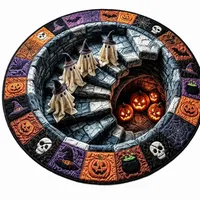 🎃3D Haunted Staircase Round -Rug – Spooky Halloween Optical Illusion🎉 thumbnail 27