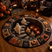 🎃3D Haunted Staircase Round -Rug – Spooky Halloween Optical Illusion🎉 thumbnail 29
