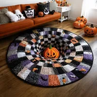 🎃3D Haunted Staircase Round -Rug – Spooky Halloween Optical Illusion🎉 thumbnail 30