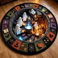 🎃3D Haunted Staircase Round -Rug – Spooky Halloween Optical Illusion🎉 thumbnail 33