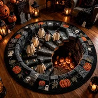 🎃3D Haunted Staircase Round -Rug – Spooky Halloween Optical Illusion🎉 thumbnail 35
