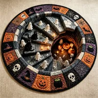 🎃3D Haunted Staircase Round -Rug – Spooky Halloween Optical Illusion🎉 thumbnail 36