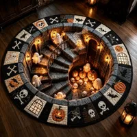 🎃3D Haunted Staircase Round -Rug – Spooky Halloween Optical Illusion🎉 thumbnail 39