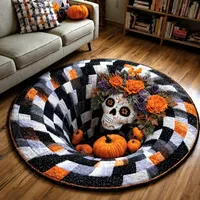 🎃3D Haunted Staircase Round -Rug – Spooky Halloween Optical Illusion🎉 thumbnail 41