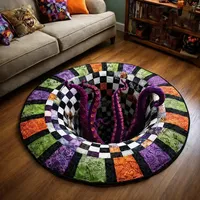🎃3D Haunted Staircase Round -Rug – Spooky Halloween Optical Illusion🎉 thumbnail 43