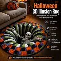 🎃3D Haunted Staircase Round -Rug – Spooky Halloween Optical Illusion🎉 thumbnail 1
