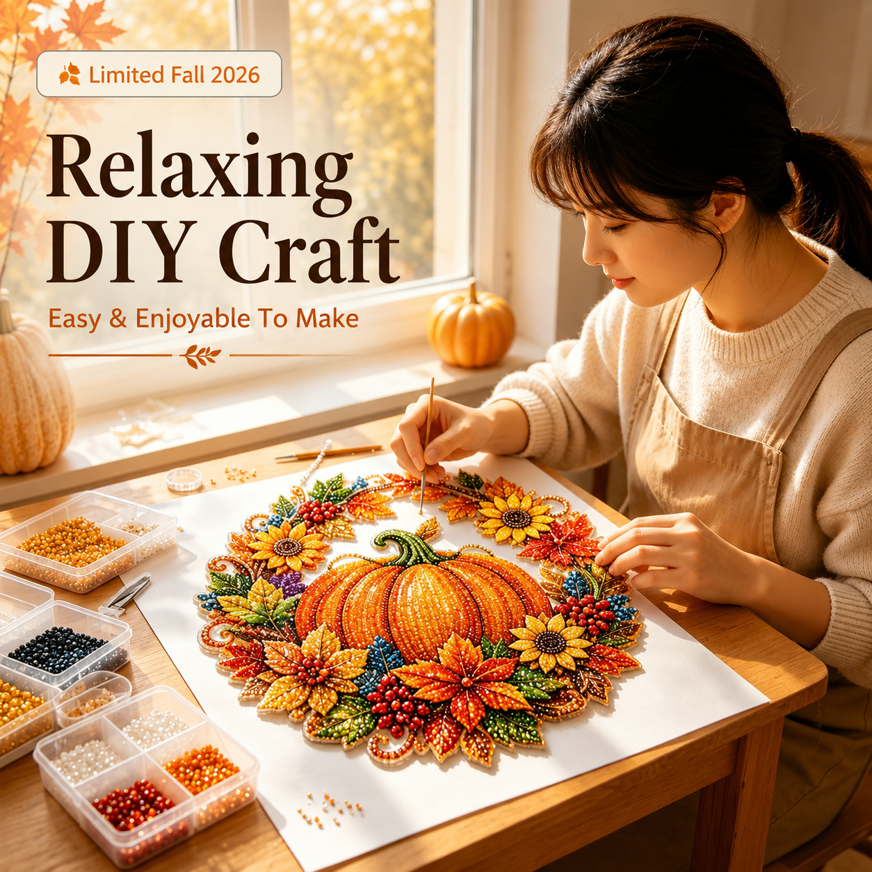 🍂 2026 Sparkling Fall DIY Wreath Kit – Relax, Create & Decorate | 49% OFF thumbnail 2