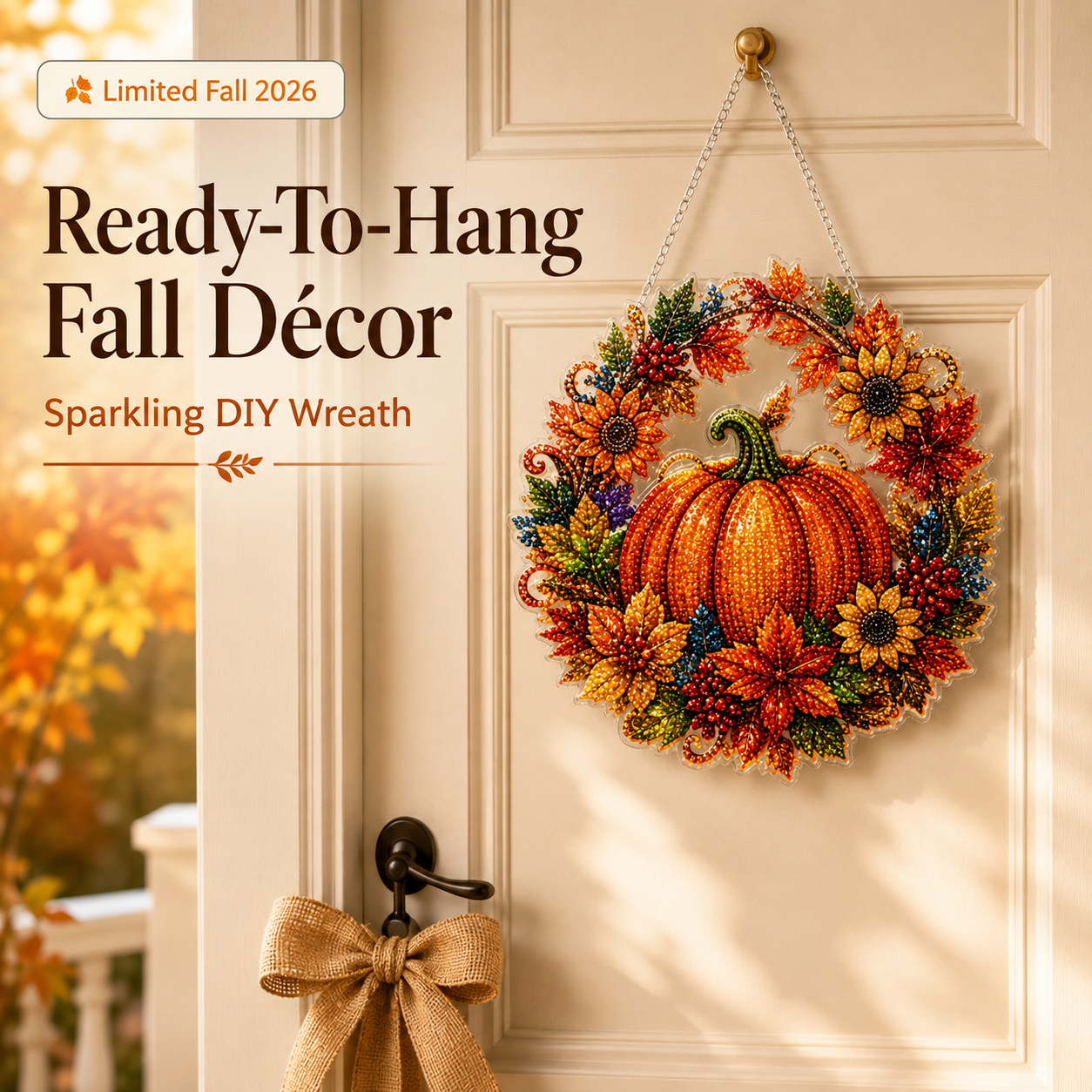 🍂 2026 Sparkling Fall DIY Wreath Kit – Relax, Create & Decorate | 49% OFF - Image 1