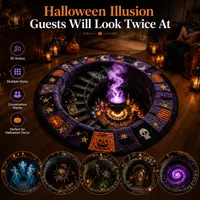 🎃3D Haunted Staircase Round -Rug – Spooky Halloween Optical Illusion🎉 thumbnail 4