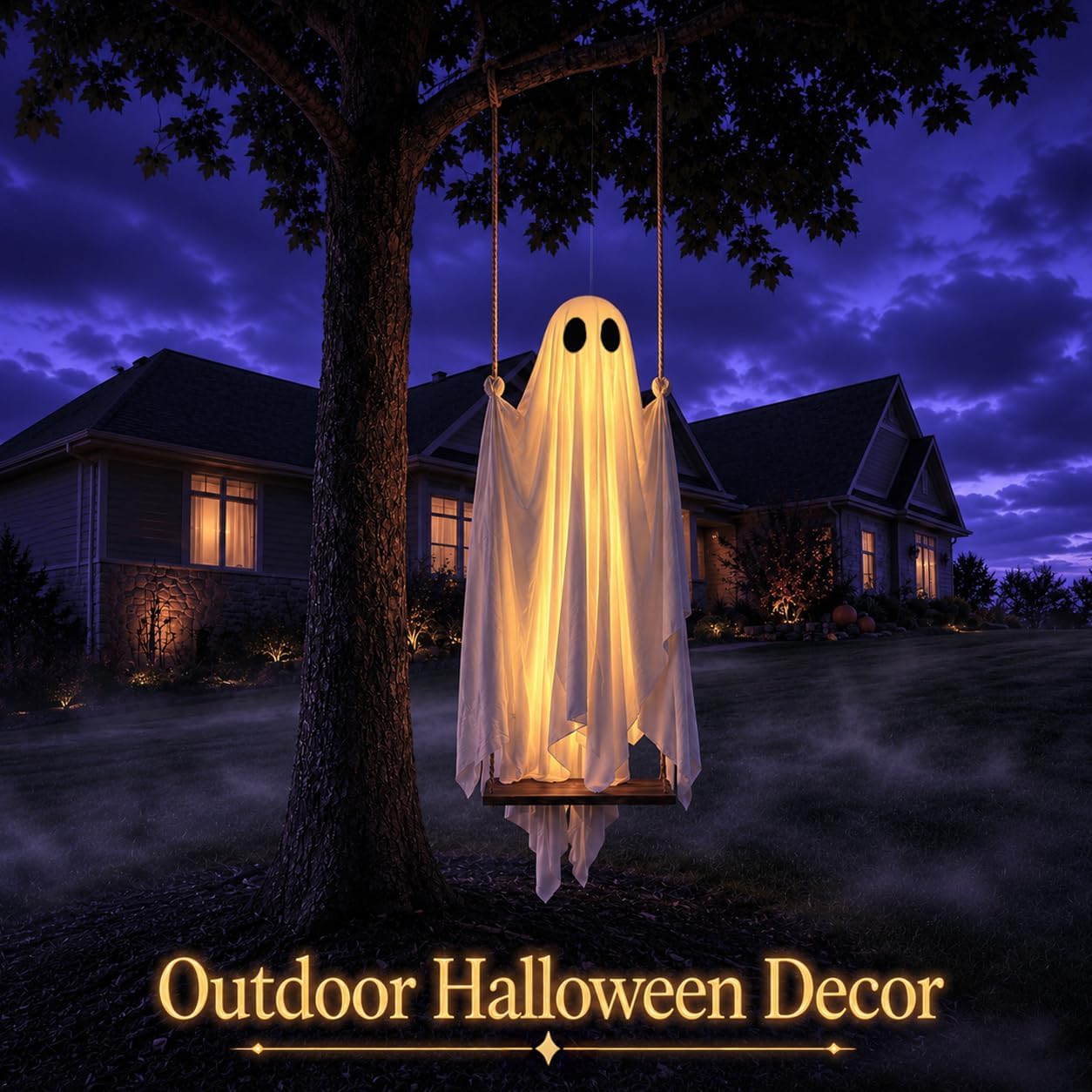 LED Swinging Ghost Halloween Decoration feature 2