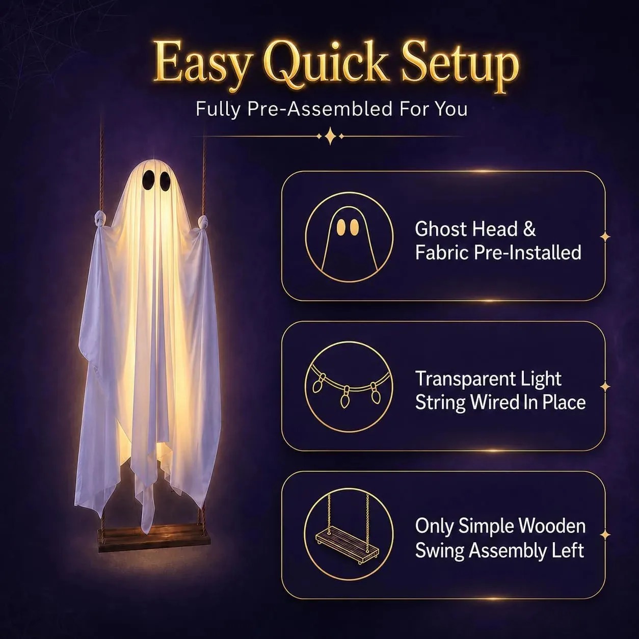 🎄👻 ✨ 60,000+ Sold — LED Swinging Ghost Halloween Decoration thumbnail 4