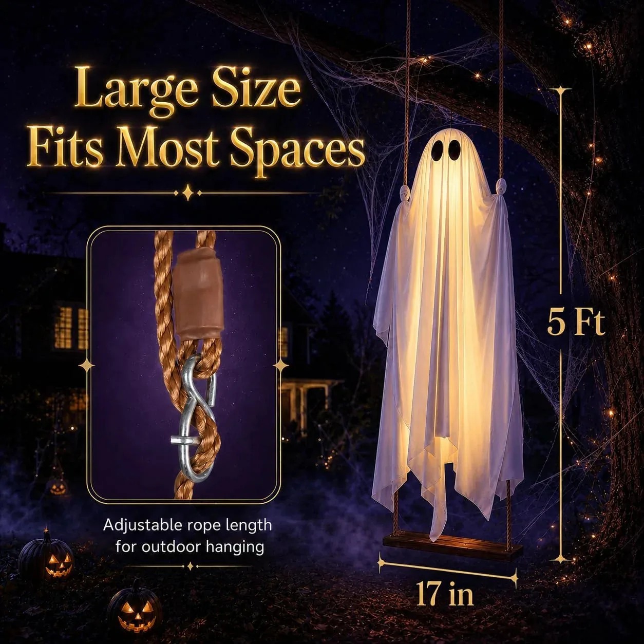 🎄👻 ✨ 60,000+ Sold — LED Swinging Ghost Halloween Decoration thumbnail 7