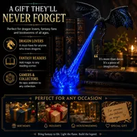 🔥 HOT SALE 🐉| 3D Fire-Breathing Dragon LED Display – Fantasy Bookshelf Decor with Glowing Flame thumbnail 8